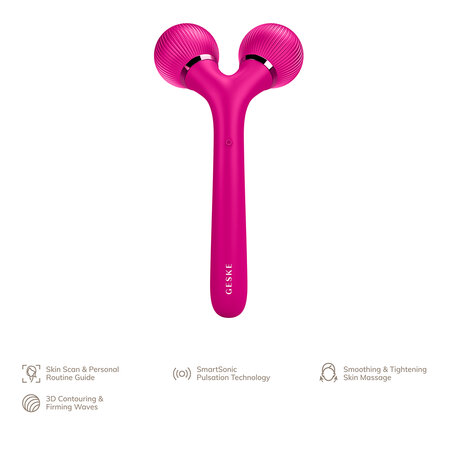Roller pentru masaj facial si corporal 4 in 1 Magenta Sonic, 1 bucata, Geske 603480