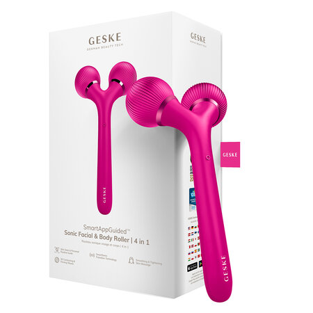 Roller pentru masaj facial si corporal 4 in 1 Magenta Sonic, 1 bucata, Geske