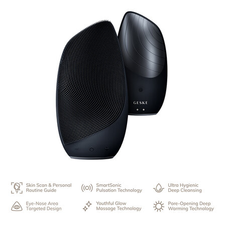 Perie pentru masaj facial 6 in 1 Black Thermo Sonic, 1 bucata, Geske 603631