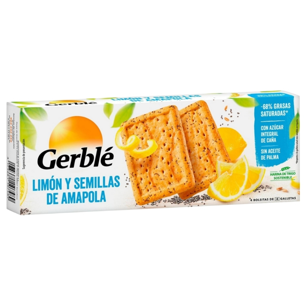 Biscuiti crocanti cu lamaie si seminte de mac, 200 g, Gerble