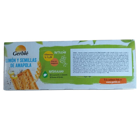 Biscuiti crocanti cu lamaie si seminte de mac, 200 g, Gerble 603669