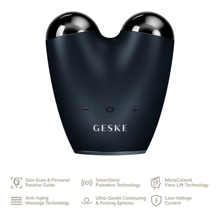 Dispozitiv pentru masaj facial 6 in 1 Black Face-Lifter MicroCurrent, 1 bucata, Geske 603707
