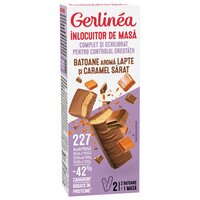 Batoane proteice de ciocolata cu lapte si caramel sarat, 62 g, Gerlinea