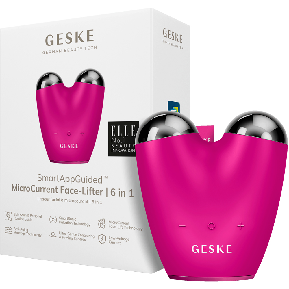 Dispozitiv pentru masaj facial 6 in 1 Magenta Face-Lifter MicroCurrent, 1 bucata, Geske