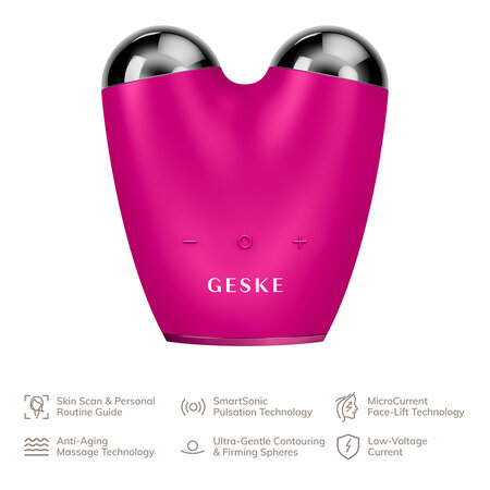 Dispozitiv pentru masaj facial 6 in 1 Magenta Face-Lifter MicroCurrent, 1 bucata, Geske 603725