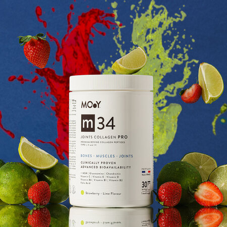 Colagen PRO bovin articulatii, aroma capsuni, lamaie si menta m34, 390 g, Molecules of Youth 606624
