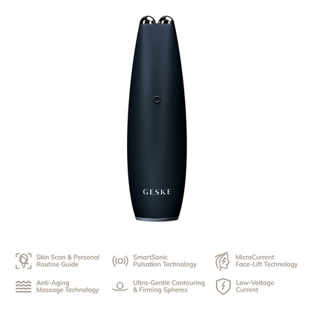 Dispozitiv pentru masaj facial 6 in 1 Black Face-Lift Pen MicroCurrent, 1 bucata, Geske 603774