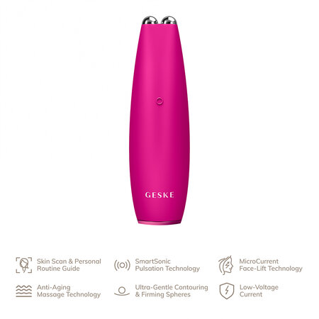 Dispozitiv pentru masaj facial 6 in 1 Magenta Face-Lift Pen MicroCurrent, 1 bucata, Geske 603784