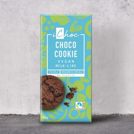 Ciocolata vegana eco Milk-Like Choco Cookie, 80 g, Ichoc 603801