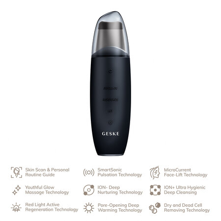 Dispozitiv pentru curatare faciala 9 in 1 Black Skin Scrubber&Blackhead Remover MicroCurrent, 1 bucata, Geske 603858