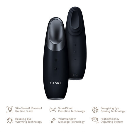 Dispozitiv de masaj pentru conturul ochilor 6 in 1 Black Warm&Cool Eye Energizer, 1 bucata, Geske 603906
