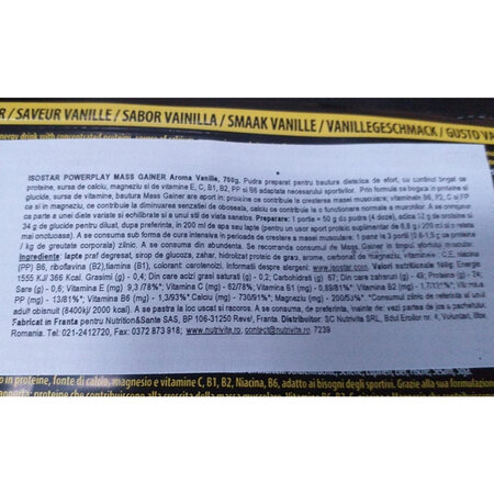 Pudra proteica cu aroma de vanilie Mass Gainer, 700 g, Isostar 603923