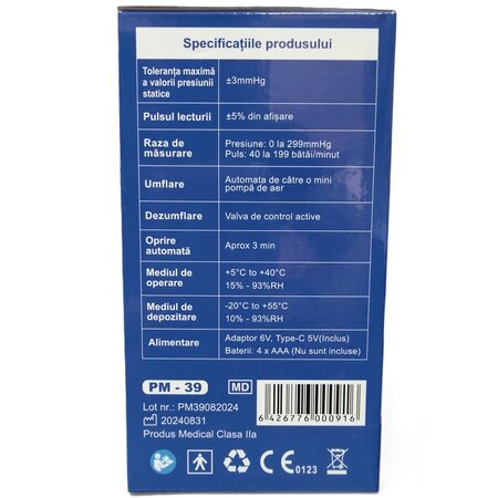 Tensiometru de brat cu led si daptor USB-C PM39, Perfect Medical 724193