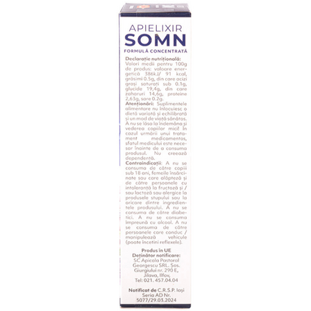 Somn Apielixir, 10 fiole x 10 ml, Albina Carpatina 722506