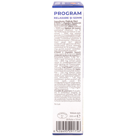 Program de relaxare si somn 10 zile Apielixir, 20 fiole, Albina Carpatina 722498