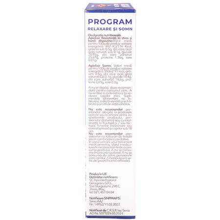 Program de relaxare si somn 10 zile Apielixir, 20 fiole, Albina Carpatina 722496