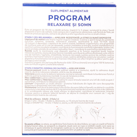 Program de relaxare si somn 10 zile Apielixir, 20 fiole, Albina Carpatina 722497