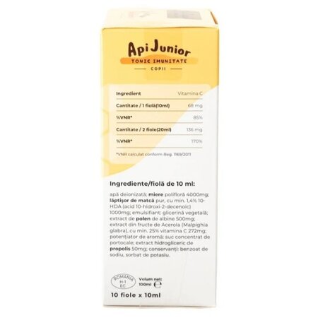 Tonic imunitate copii Apijunior, 10 fiole, Albina Carpatina 723505
