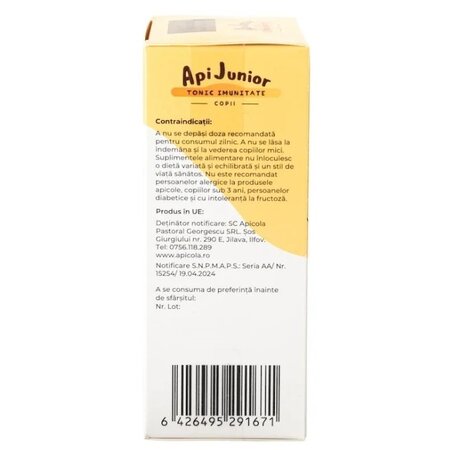 Tonic imunitate copii Apijunior, 10 fiole, Albina Carpatina 723504