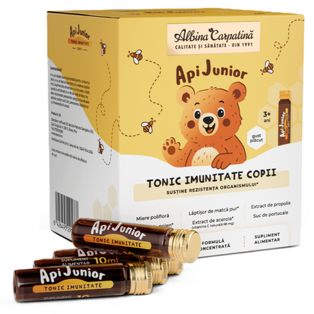 Apijunior Tonic imunitate copii, 20 fiole, Albina Carpatina