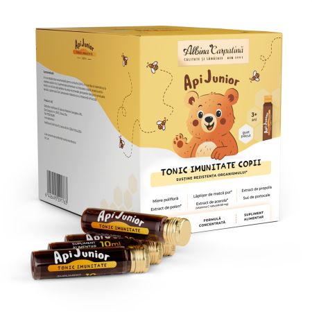 Pachet Apijunior Tonic imunitate copii, 20 + 10 fiole, Albina Carpatina
