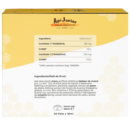 Tonic imunitate copii ApiJunior, 30 fiole, Albina Carpatina 722470