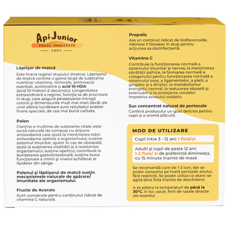 Tonic imunitate copii ApiJunior, 30 fiole, Albina Carpatina 722469