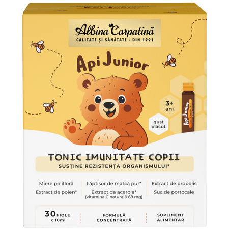 Tonic imunitate copii ApiJunior, 30 fiole, Albina Carpatina 722466