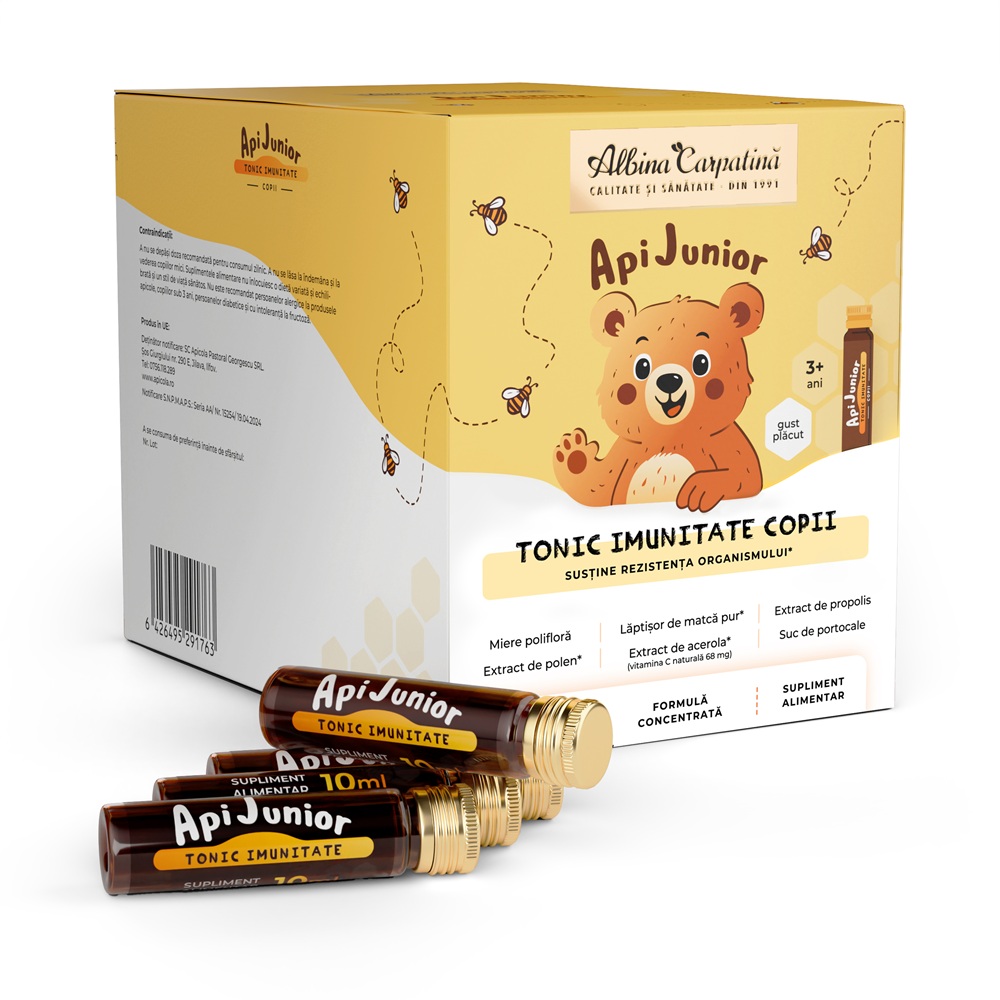 Tonic imunitate copii ApiJunior, 30 fiole, Albina Carpatina