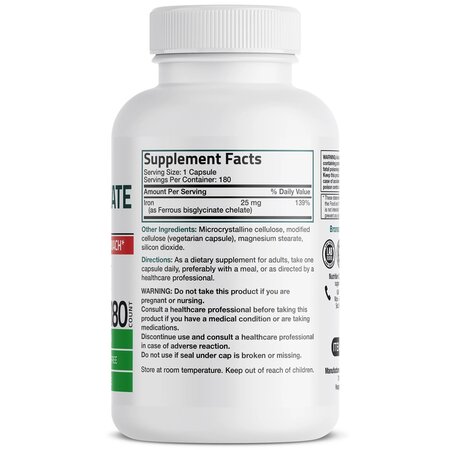 Fier Bisglicinat, 25 mg, 180 capsule vegetale, Bronson 604206