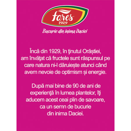 Ceai cu zmeura si miere, 20 plicuri, Fares 604233