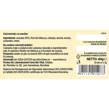 Ceai cu 50% coacaze, 20 plicuri, Fares 604317