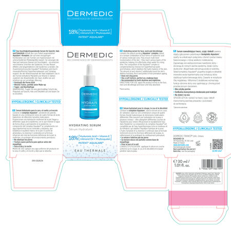 Ser hidratant pentru fata, gat si decolteu Hydrain3 Hialuro, 30 ml, Dermedic 707773