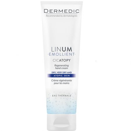 Crema regeneranta pentru maini Linum Emolient, 100 g, Dermedic