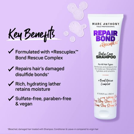 Sampon pentru ingrijire zilnica Repair Bond+Rescuplex, 250 ml, Marc Anthony 604810