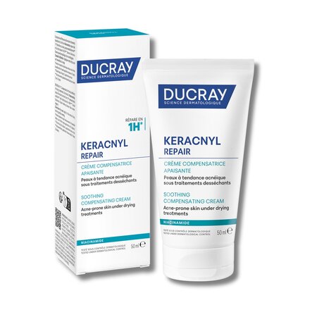 Crema hidratanta anti-imperfectiuni pentru tenul cu tendinta acneica Keracnyl Repair, 50 ml, Ducray