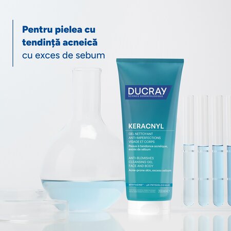 Gel spumant pentru pielea cu tendinta acneica Keracnyl, 200 ml, Ducray 730922