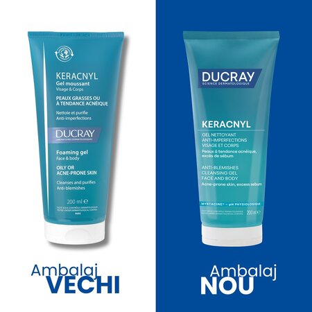 Gel spumant pentru pielea cu tendinta acneica Keracnyl, 200 ml, Ducray 730919