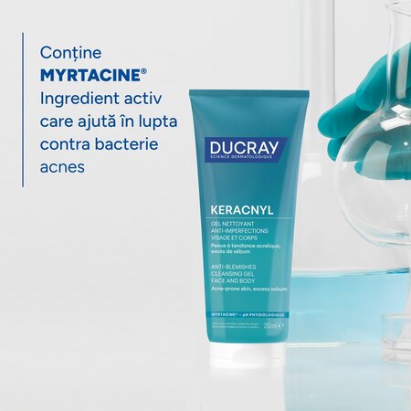 Gel spumant pentru pielea cu tendinta acneica Keracnyl, 200 ml, Ducray 730923
