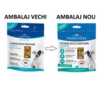 Recompense dentare cu patrunjel si menta pentru caini Dental Snack Puppies, 75 g, Francodex
