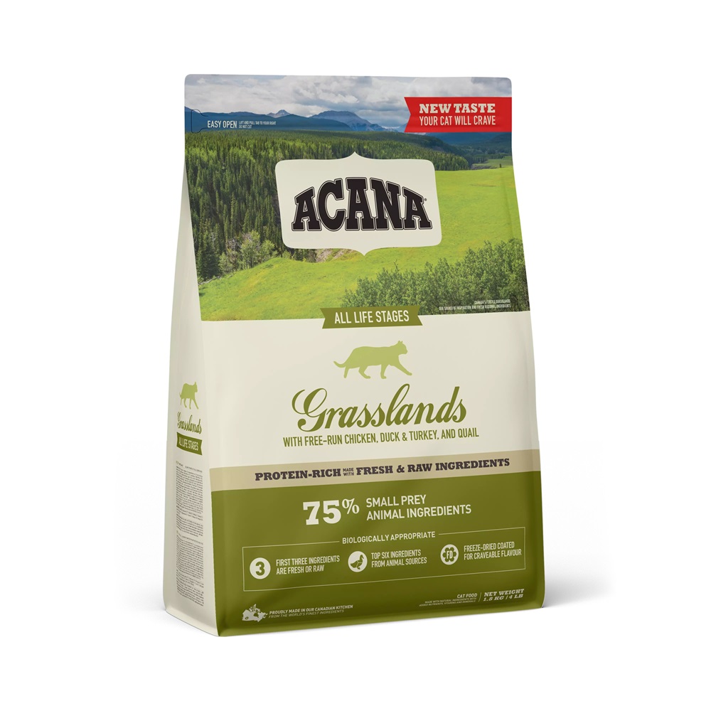 Hrana uscata pentru pisici Grasslands New, 1.8 Kg, Acana