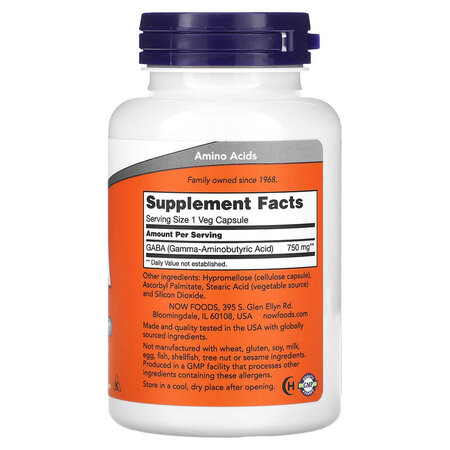 Gaba, 750 mg, 100 capsule vegetale, Now Foods 605314