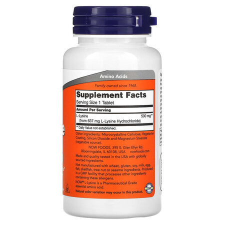L-Lyzine, 500 mg, 100 tablete, Now Foods 605322