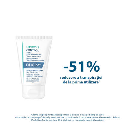 Crema anti-perspiranta Hidrosis Control, 50 ml, Ducray 567250