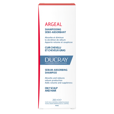 Sampon crema sebo-absorbant pentru par gras Argeal, 200 ml,, Ducray 567124