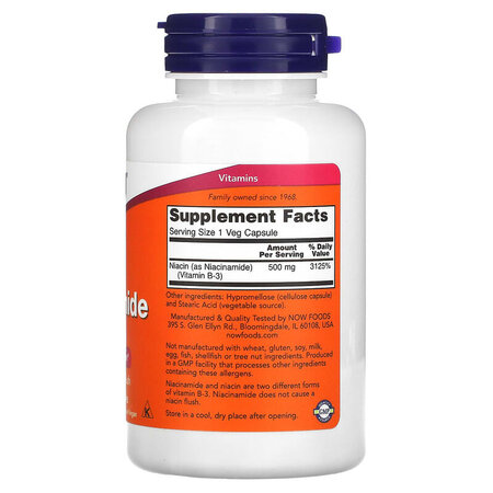 Niacinamide, 500 mg, 100 capsule vegetale, Now Foods 605442
