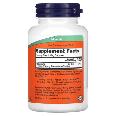 Potasiu Citrat, 99 mg, 180 capsule vegetale, Now Foods 605461
