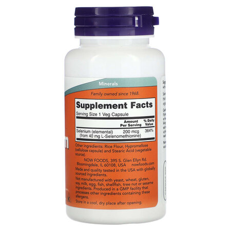 Seleniu, 200 mcg, 90 capsule vegetale, Now Foods 605466