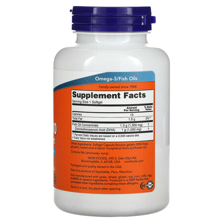DHA-1000 Omega-3 Forte, 90 gelule moi, Now Foods 605473