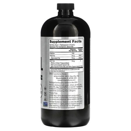 Ulei MCT fara aroma, 946 ml, Now Foods 605483